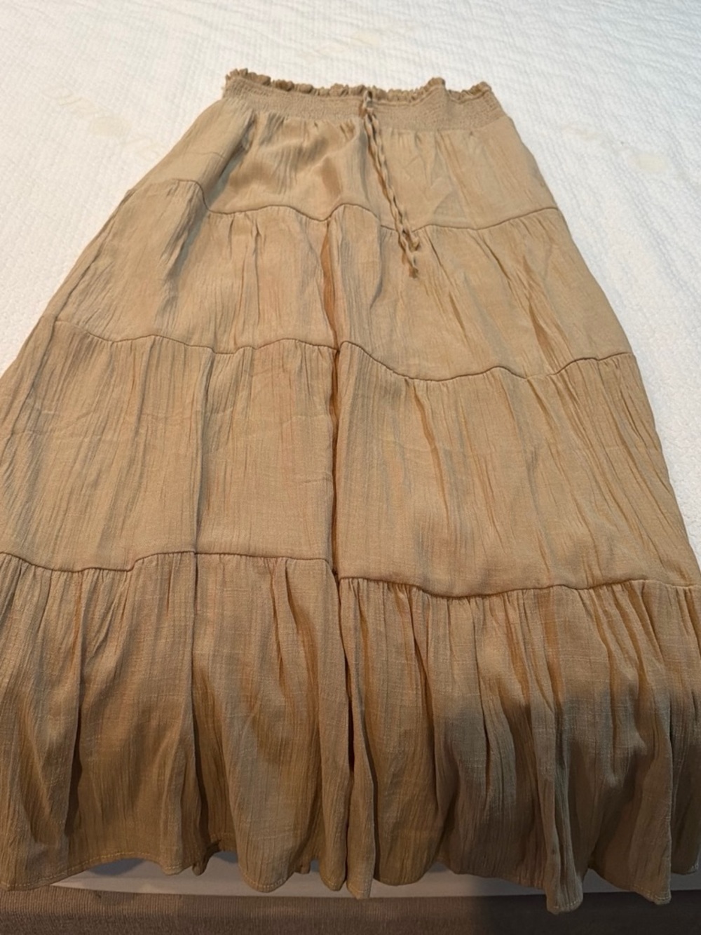 Forever 21 Beige Tiered Maxi Skirt